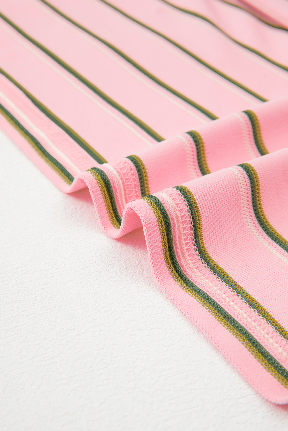 Pink Stripe V-Neck Slim Fit Casual T-Shirt eAura