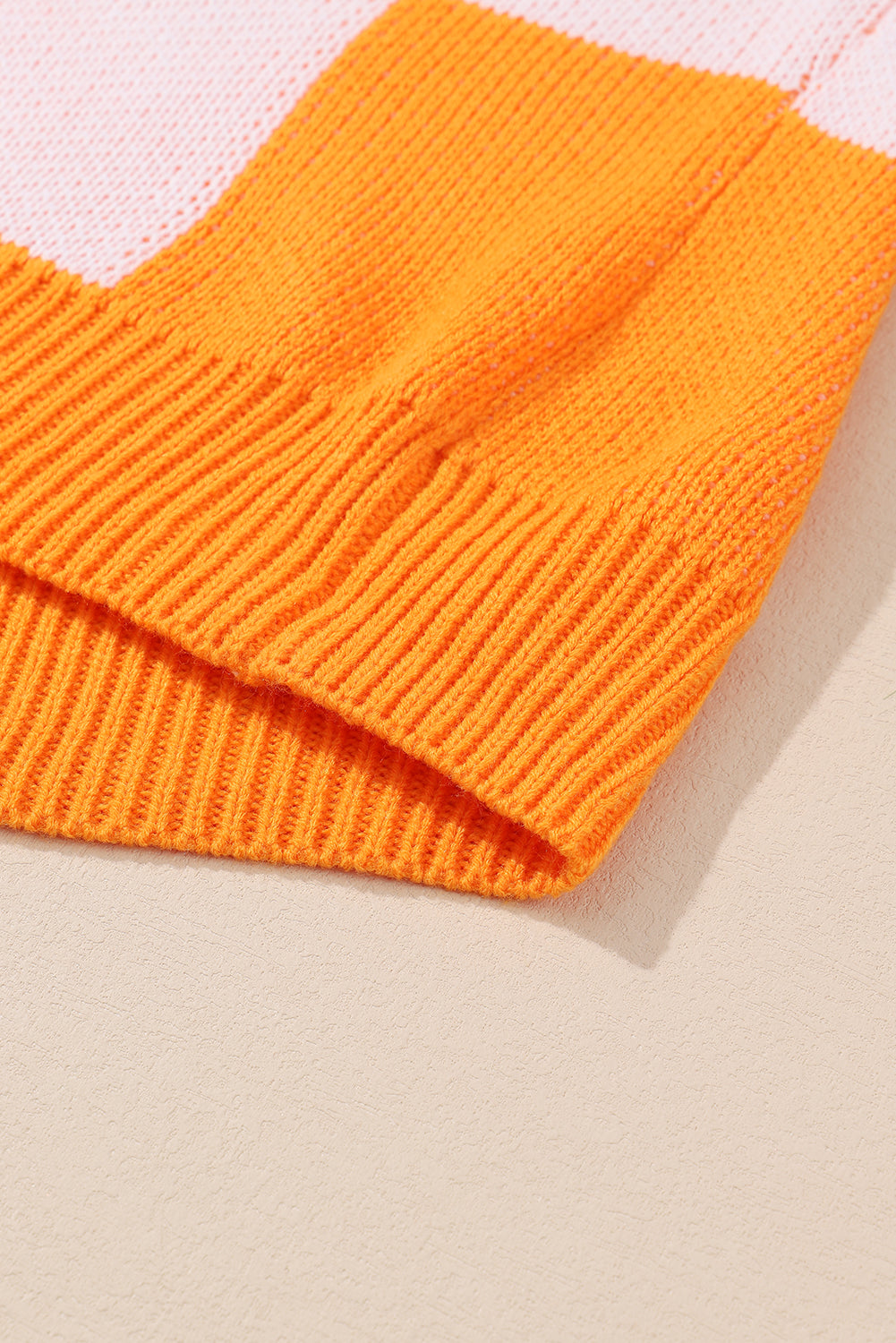 Orange Checkered Bishop Sleeve Sweater eAura