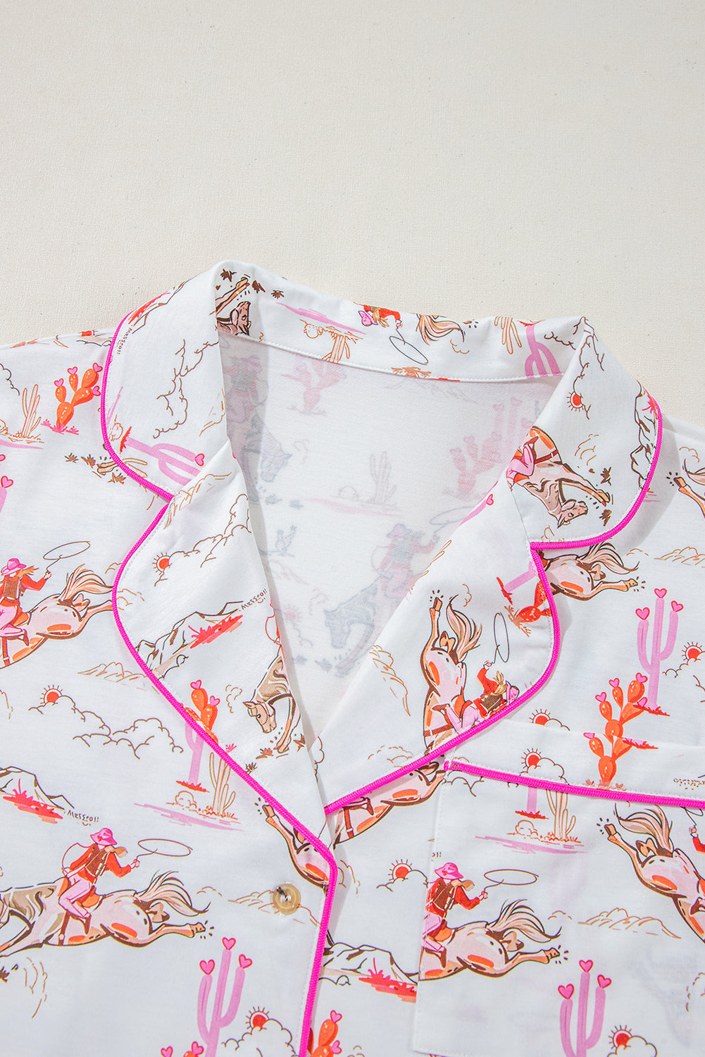 White Cowgirl Country Print Pyjamas Set eAura