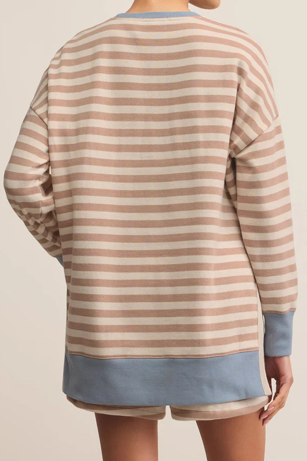 Stripe Oversized Pullover Co-ord Shorts Set - eAura