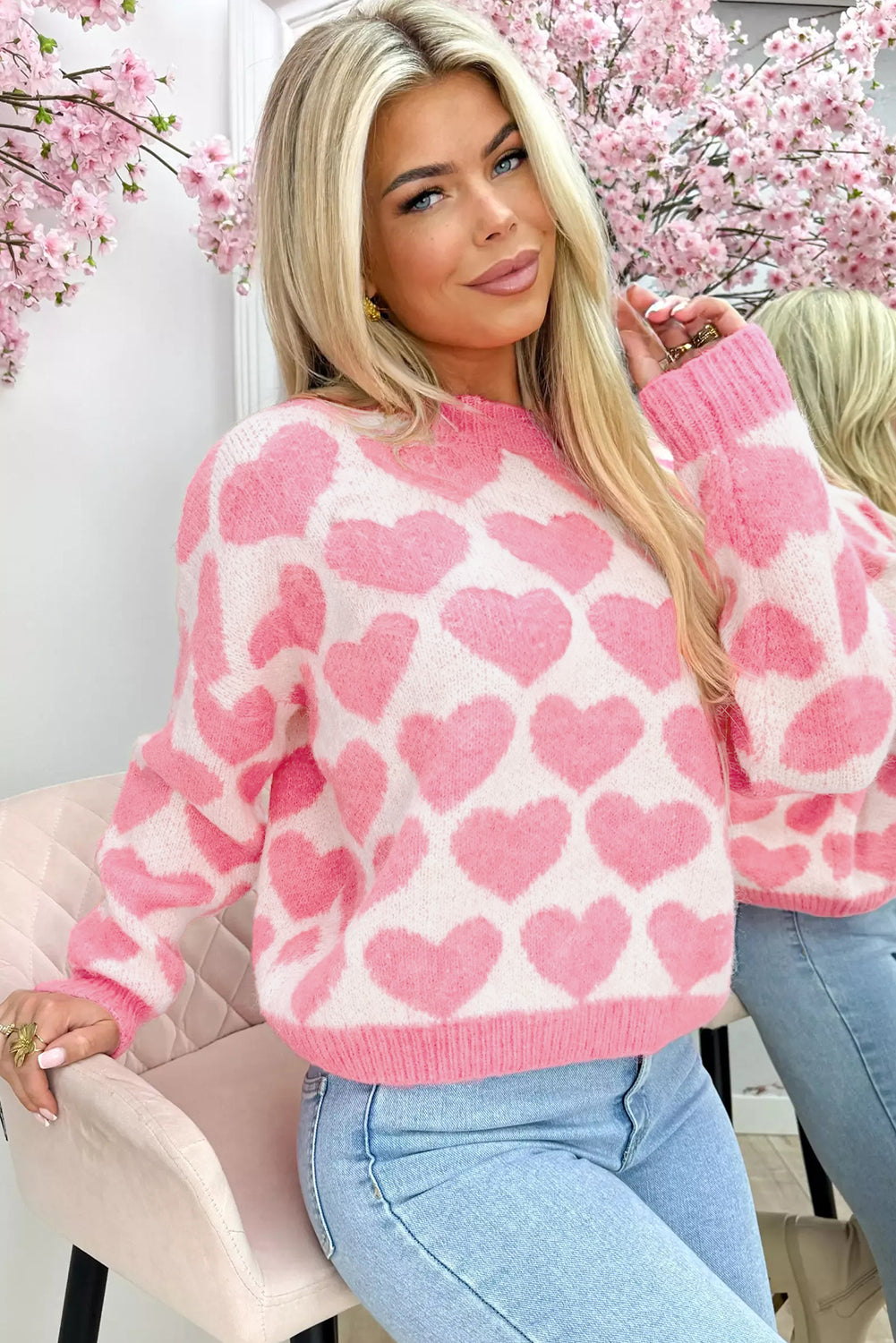 Pink Love Heart Valentine Knit Sweater - Sweaters & Cardigans/Sweaters