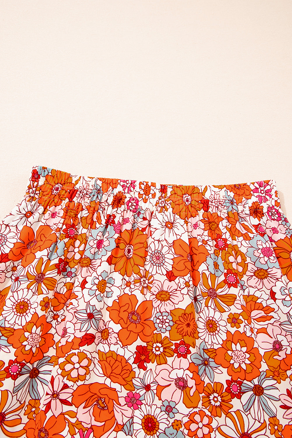 Blue Bohemian Floral Print Tiered Maxi Skirt with Split