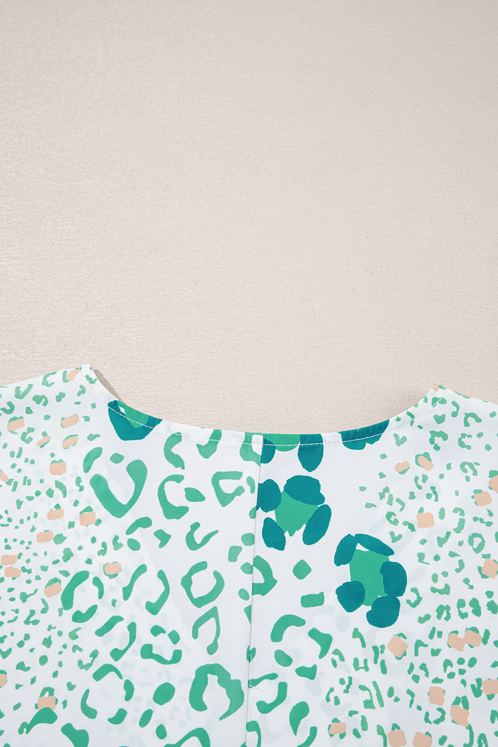 Mixed Leopard Print V Neck Short Sleeve Blouse eAura