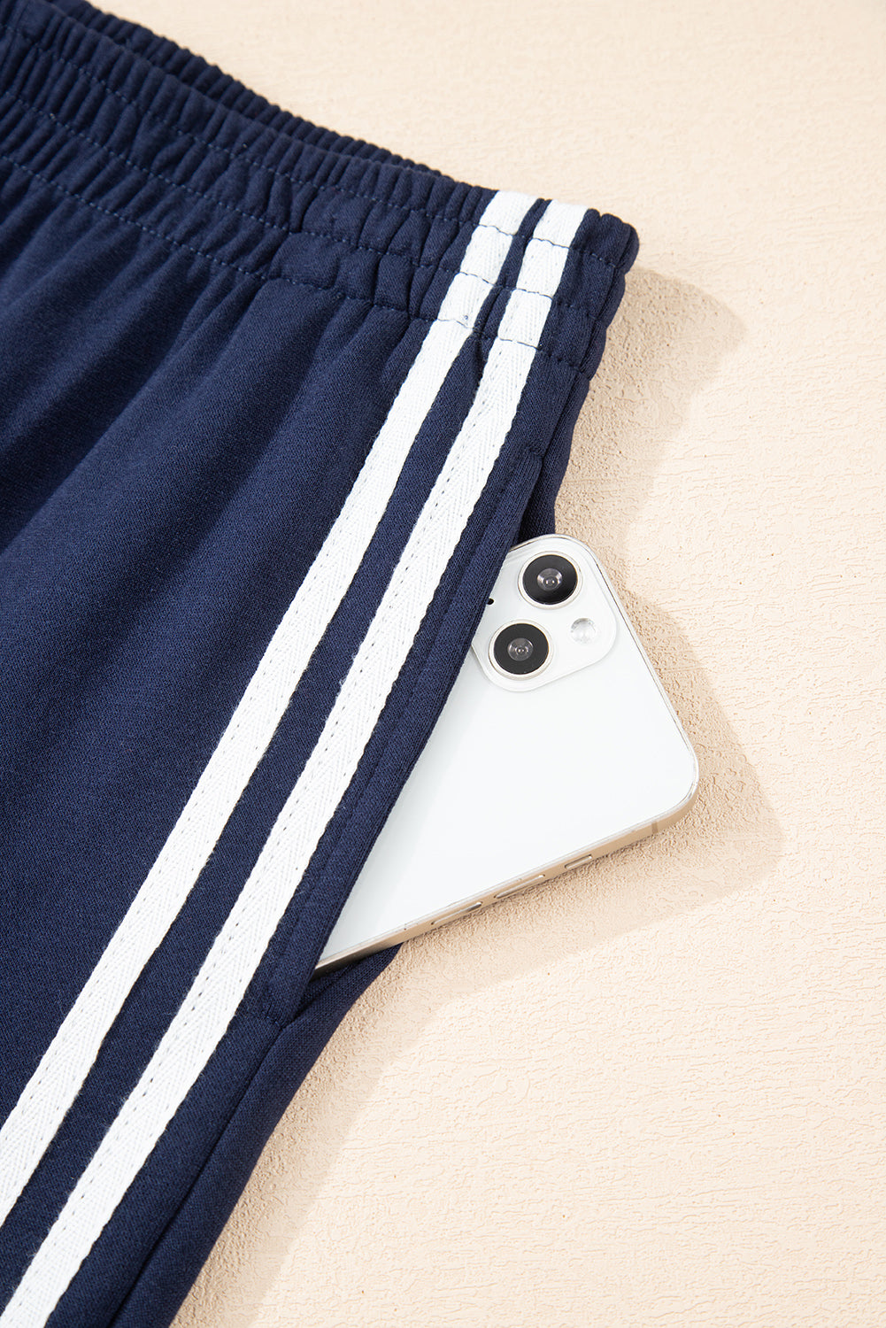 Varsity Striped Detail Crewneck Pullover Elastic Sweatpants 2pcs Co-ord eAura