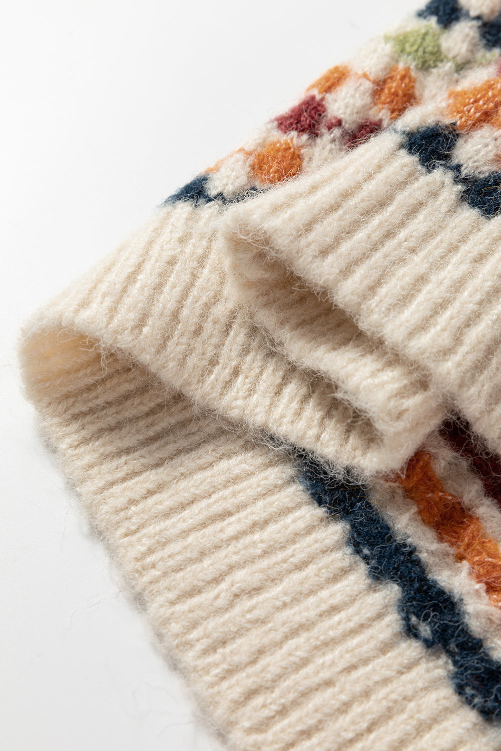 Multicolour Dotty Pattern Knit Button Front V-Neck Sweater Cardigan - eAura