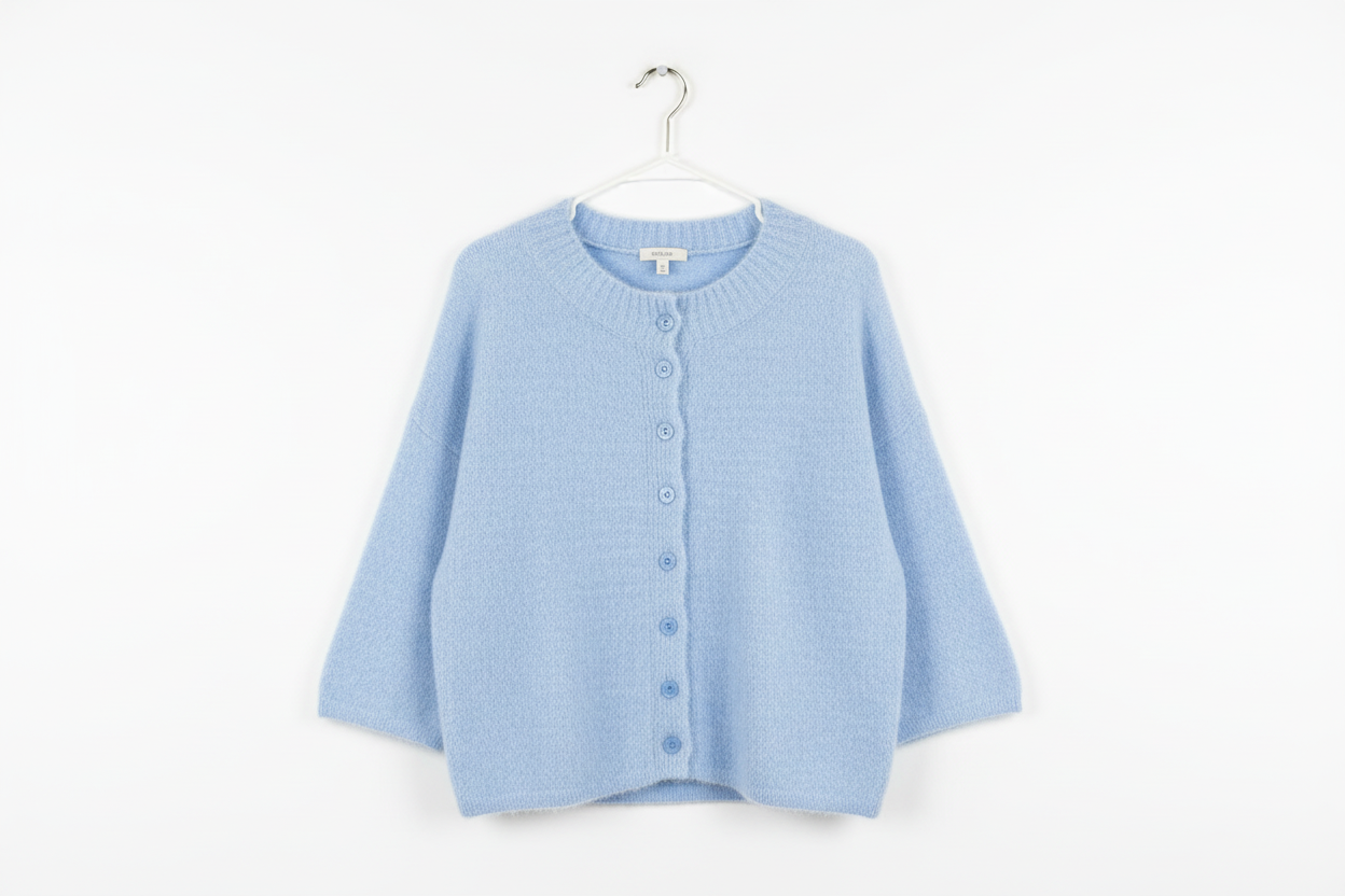 3/4 Sleeve Boxy Knit Button Cardigan