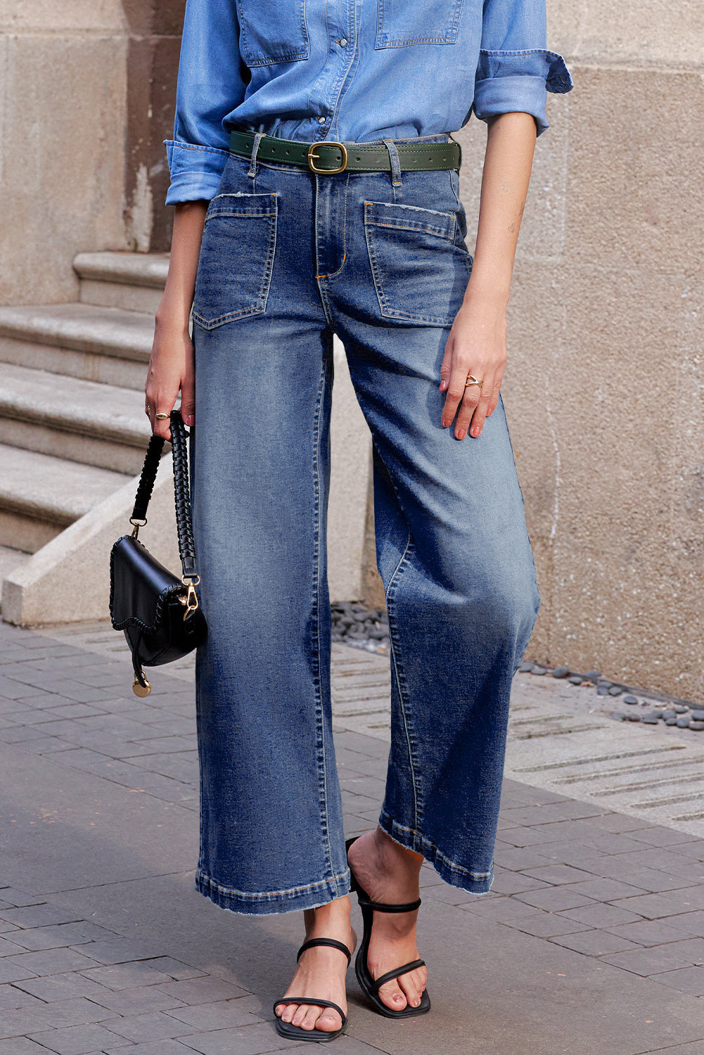 Bluing Mimimalist Patch Pocket Womens Shift Jeans Dear-Lover Dropshipping