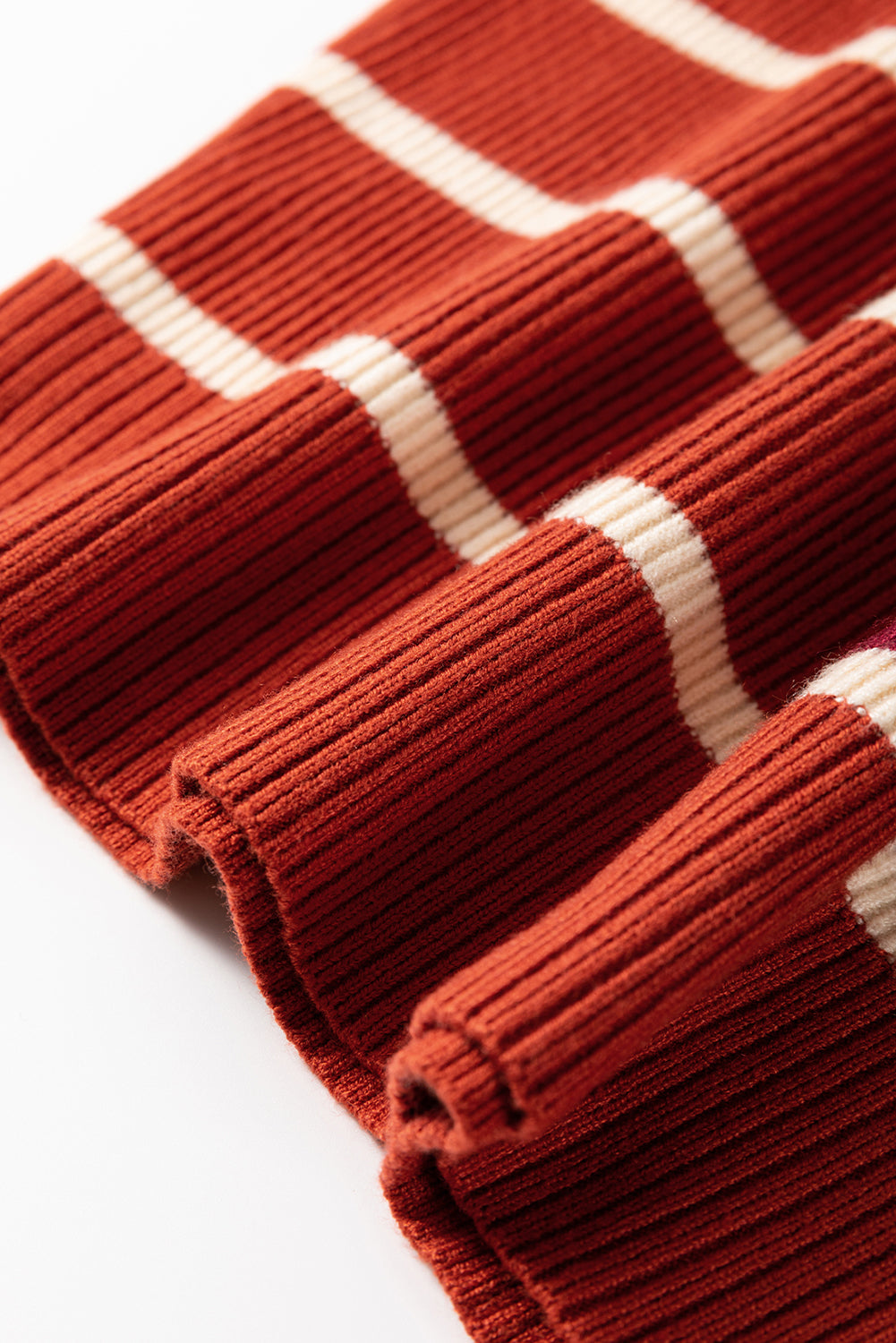 Brown Stripe Colour Block Quarter Zip Collar Short Sleeve Sweater Dress eAura