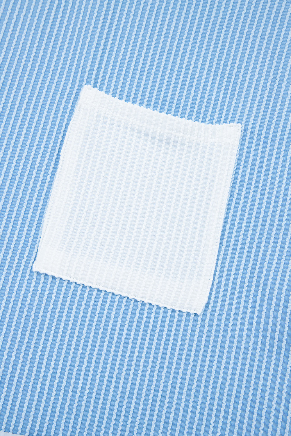 Dark Blue Ribbed Knit Colour Block Pocketed Crew Neck T Shirt - eAura