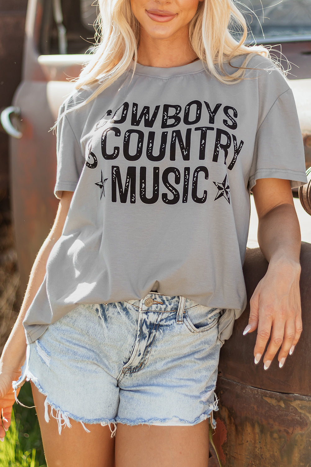 High Cowboys & Country Music Graphic Crew Neck T Shirt eAura