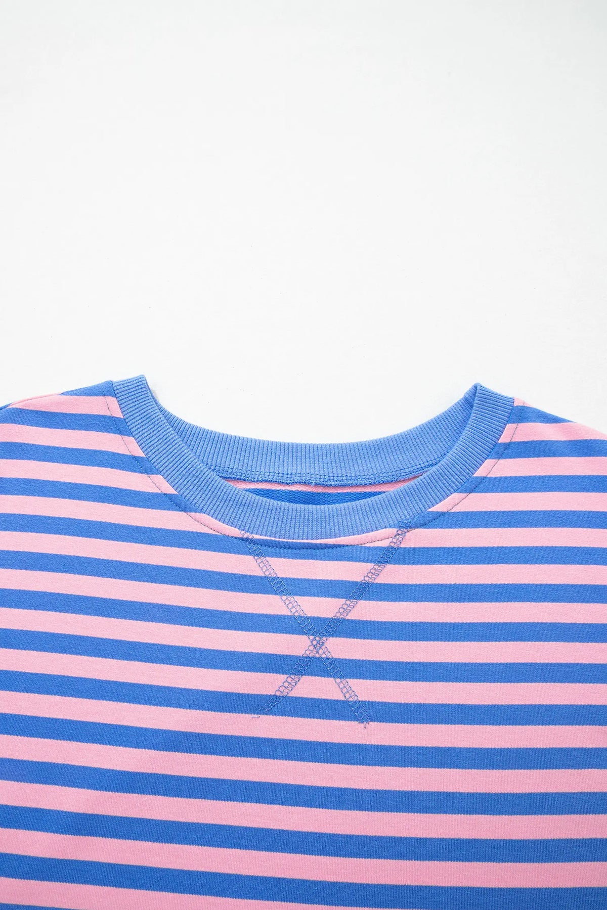 Relaxed Short Sleeve Top Elastic Waist Drawstring Skort 2pcs Set – Pink Stripe