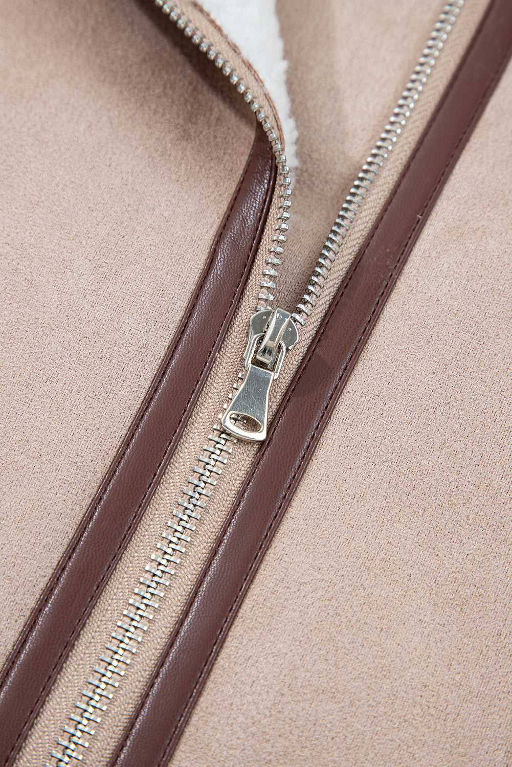 Sherpa Lined Faux Suede Lapel Collar Gilet Sleeveless Jacket - eAura