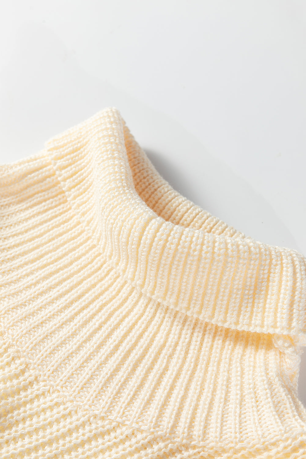 Plain Knit Casual Turtleneck Short Sleeve Tunic Sweater with Pockets - eAura