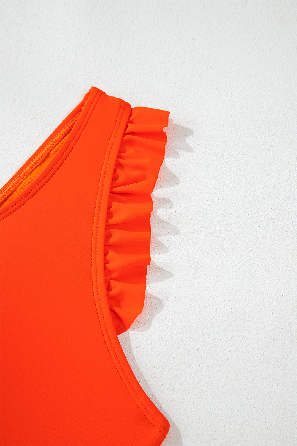 Orange Ruffled Trim Knotted High Waist Plus Size Bikini Set BB Fashion Outlet