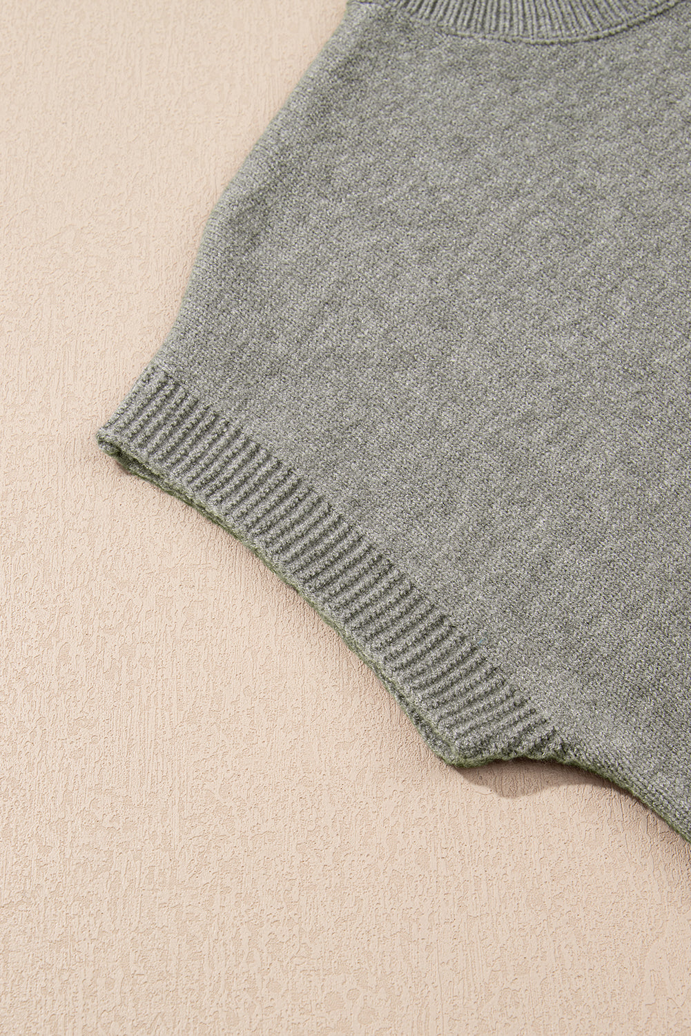 High Flower Pattern Ribbed Trim Short Sleeve Boxy Sweater eAura
