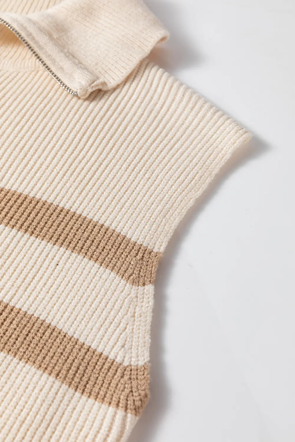 Ribbed Half Zip Collared Sweater Vest – Chicory Coffee
