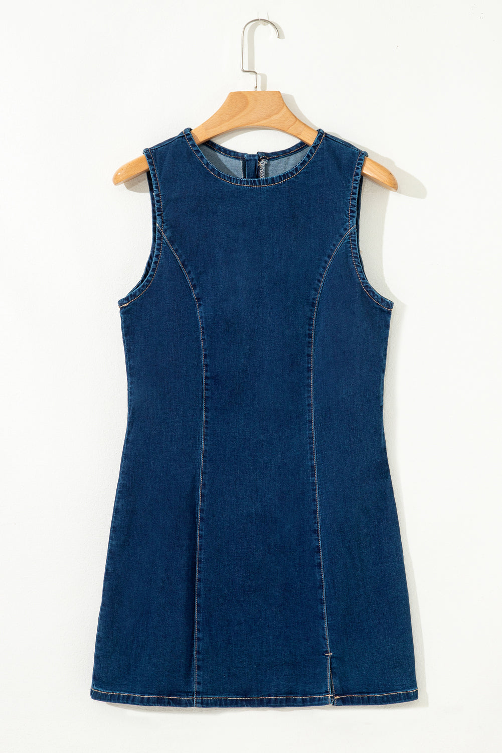 Sleeveless Zipped Bodycon Denim Mini Dress eAura