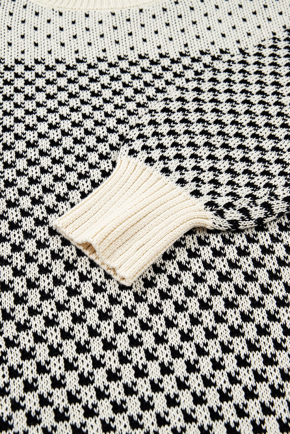 Contrast Colour Pattern Lantern Sleeve Sweater eAura