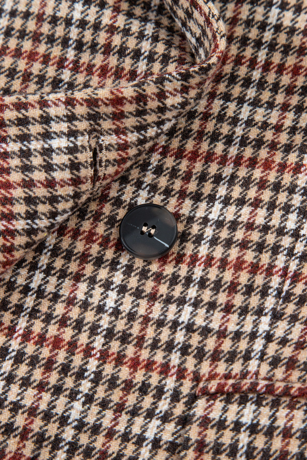 Brown Houndstooth Lapel Collar Blazer eAura