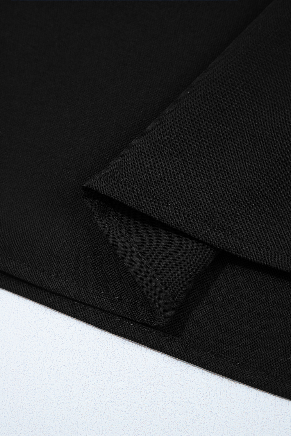 Black Bow Decor Puff Sleeve Split Neck Blouse eAura