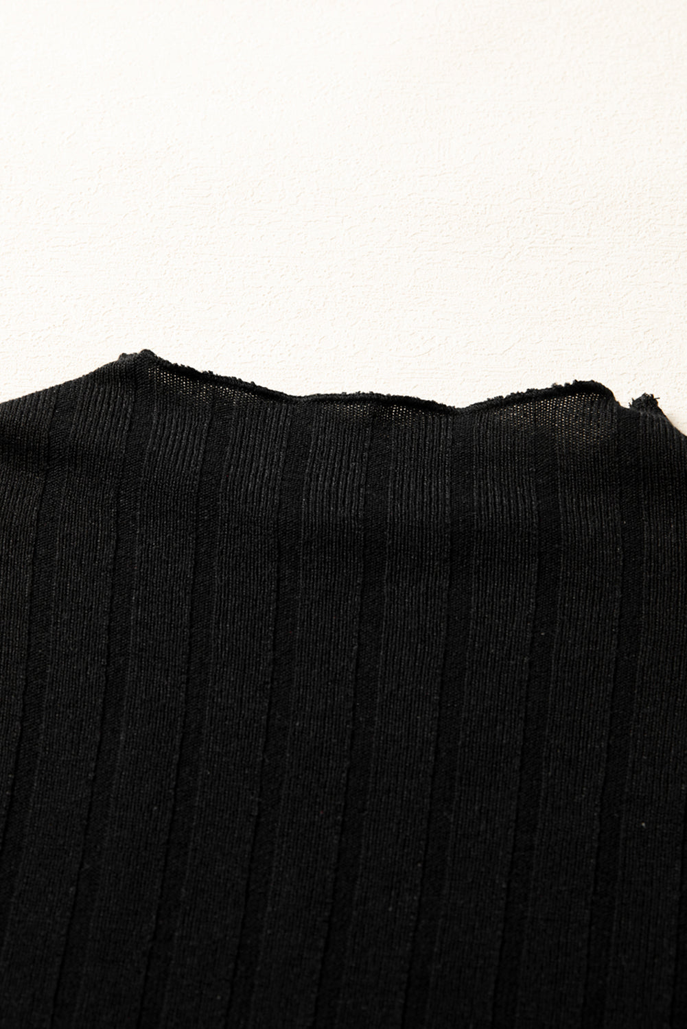 Black Frilled Neck Ribbed Knit Patchwork Long Sleeve Mini Dress Dear-Lover Dropshipping