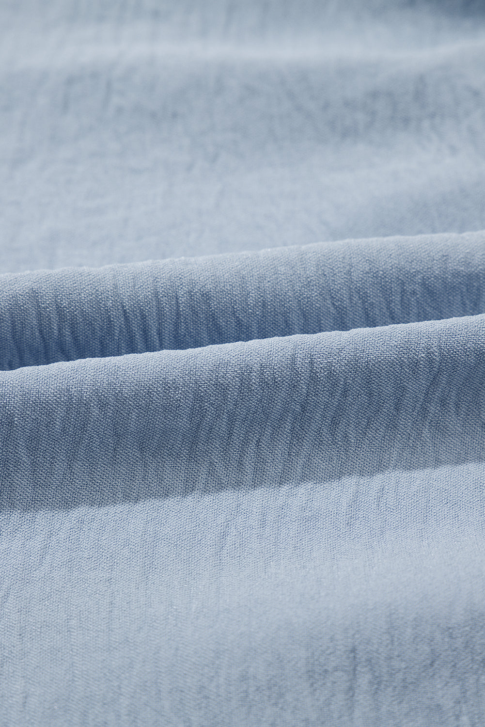 Beau Blue Shirt Collar Button Up Short Puff Sleeve Tiered Shift Dress - eAura