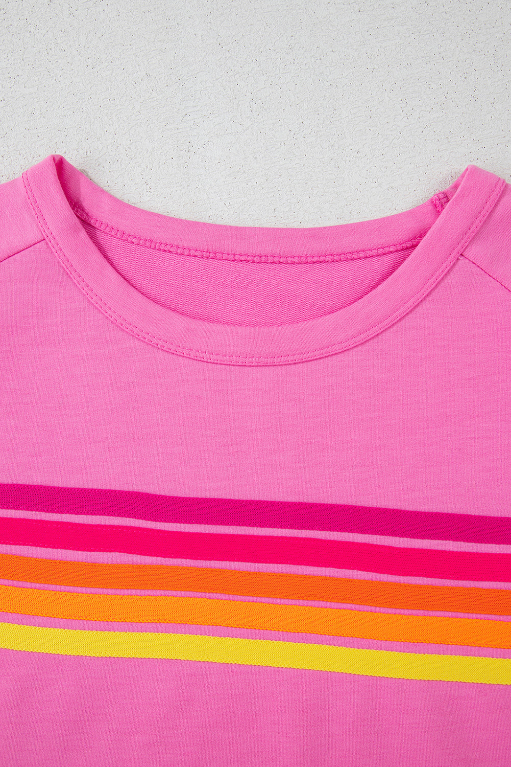 Bonbon Striped Patch Front Casual Tee eAura