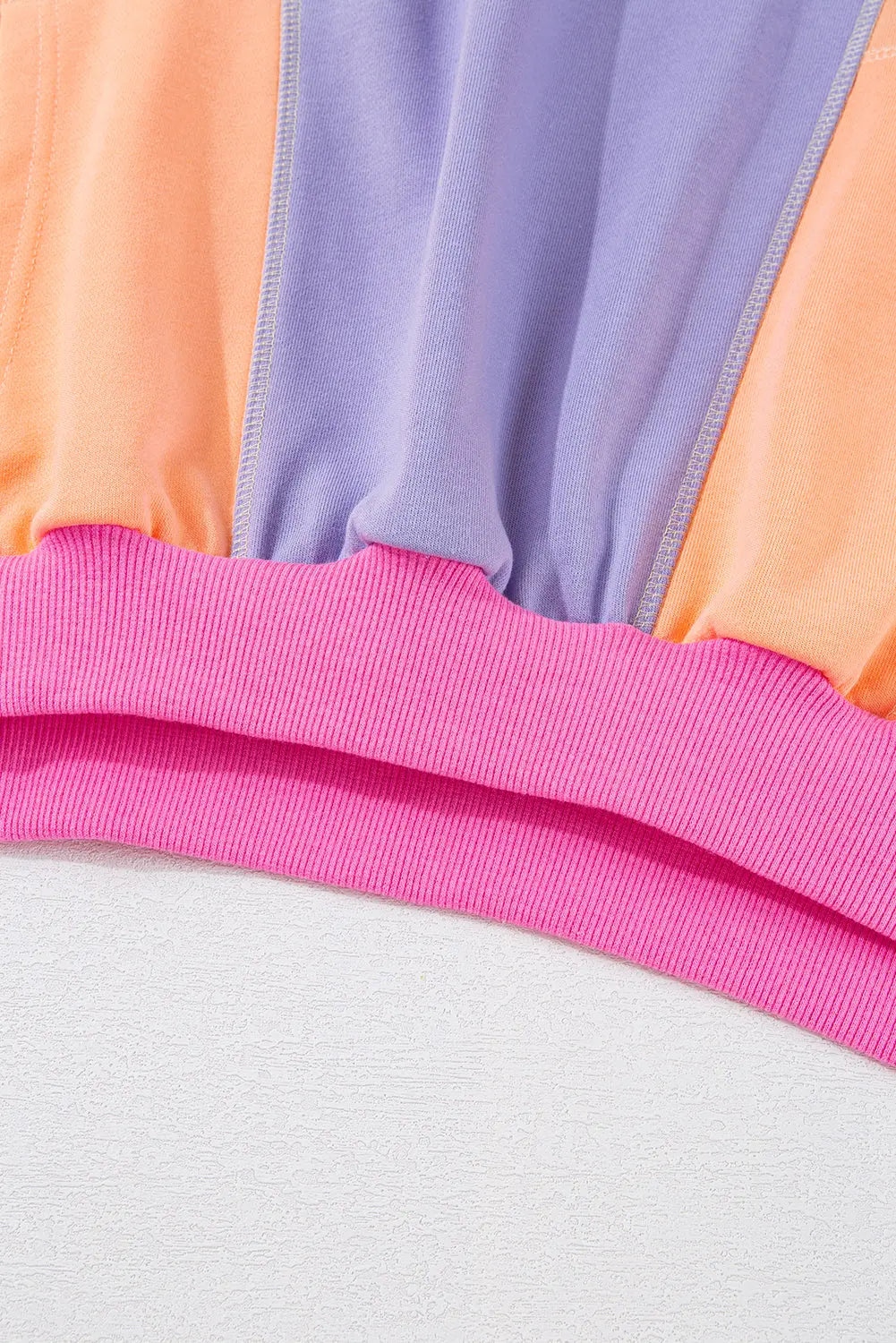 Grapefruit Orange Colourblock Patchwork Exposed Stitching Oversize Top - Sweaters & Cardigans/Sweaters
