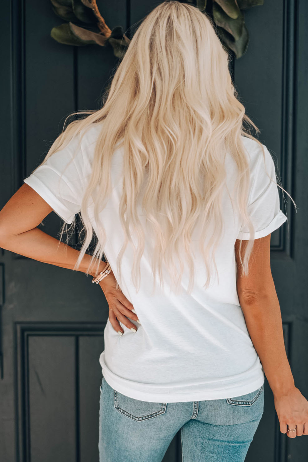 White Sequin Crawfish Potato Lemon Corn Graphic Crewneck T Shirt eAura