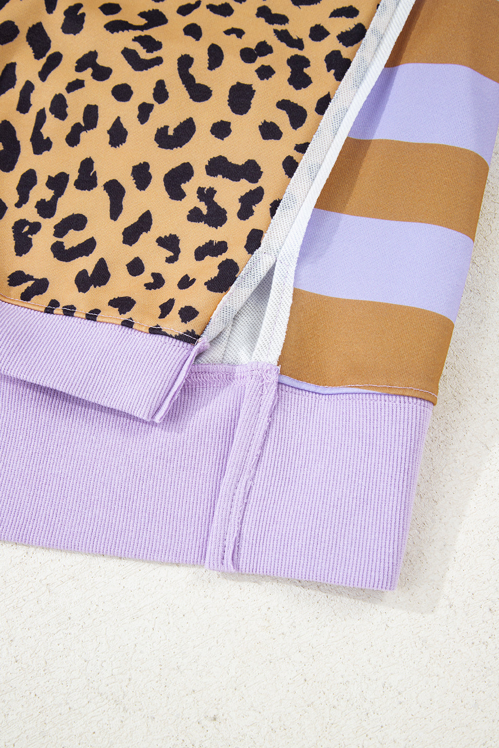 Leopard Striped Patchwork Plus Size Loose Sweatshirt eAura