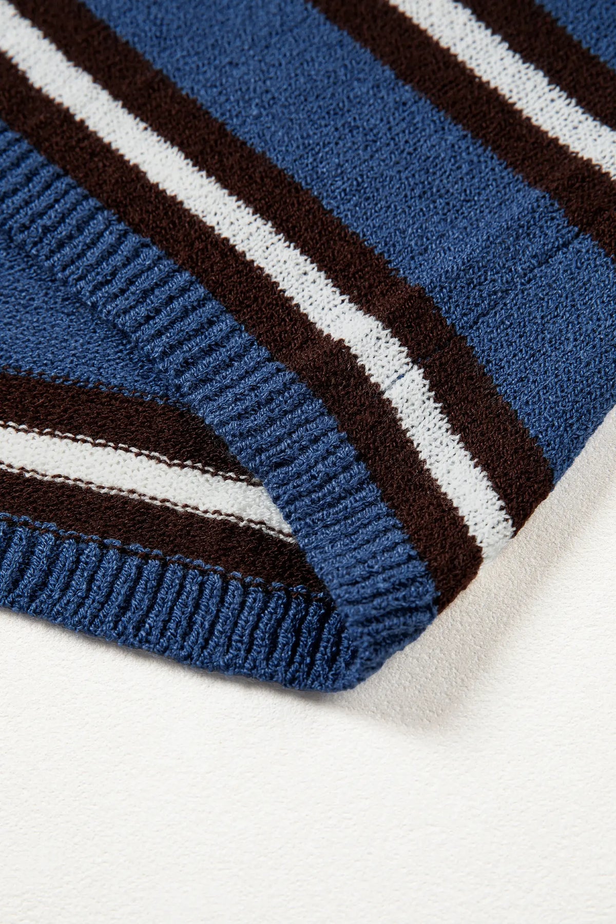 Striped Drop Shoulder Button Cardigan – Blue Stripe