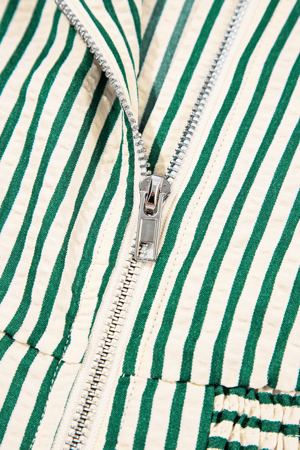 Striped V-Neck Zip Front Midi Dress - eAura