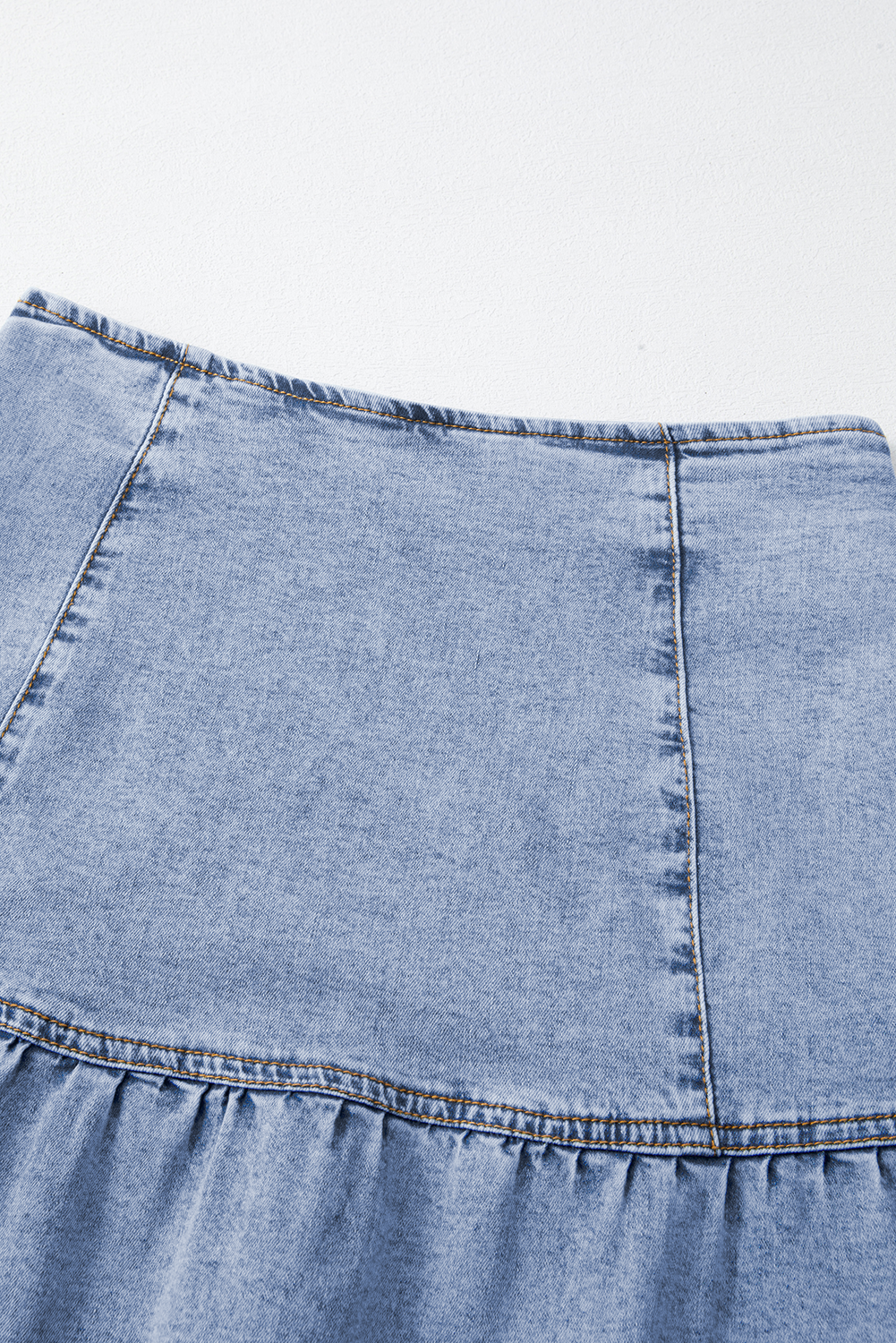 Beau Blue Asymmetric Ruffle Overlay Denim Mini Skirt eAura