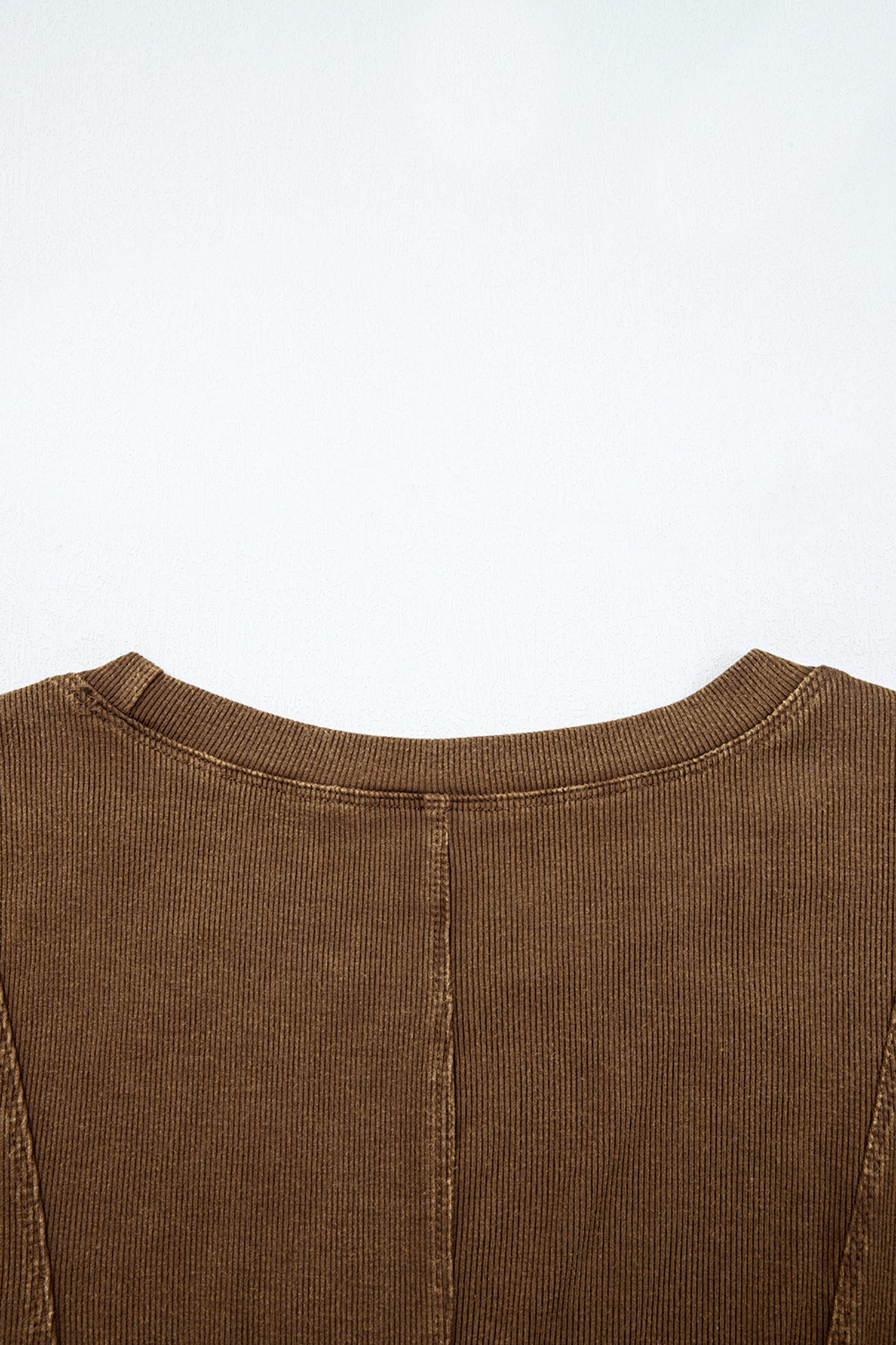 Exposed Seam Ribbed Long Sleeve Top