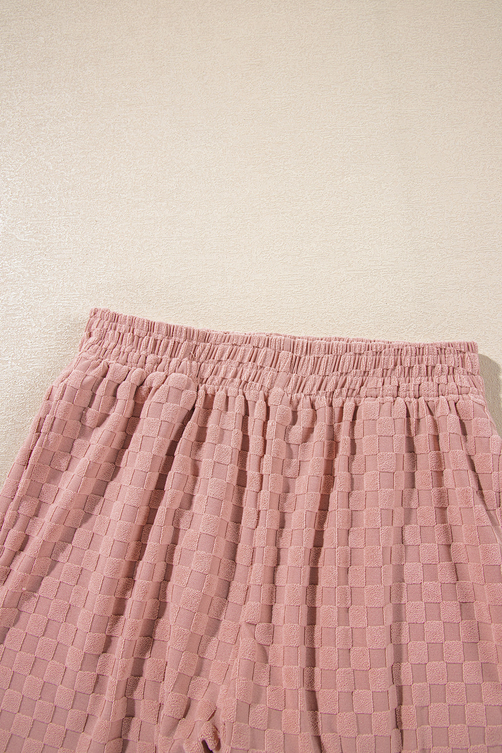 Blossom Checkered Textured Long Sleeve Top and Shorts Set eAura