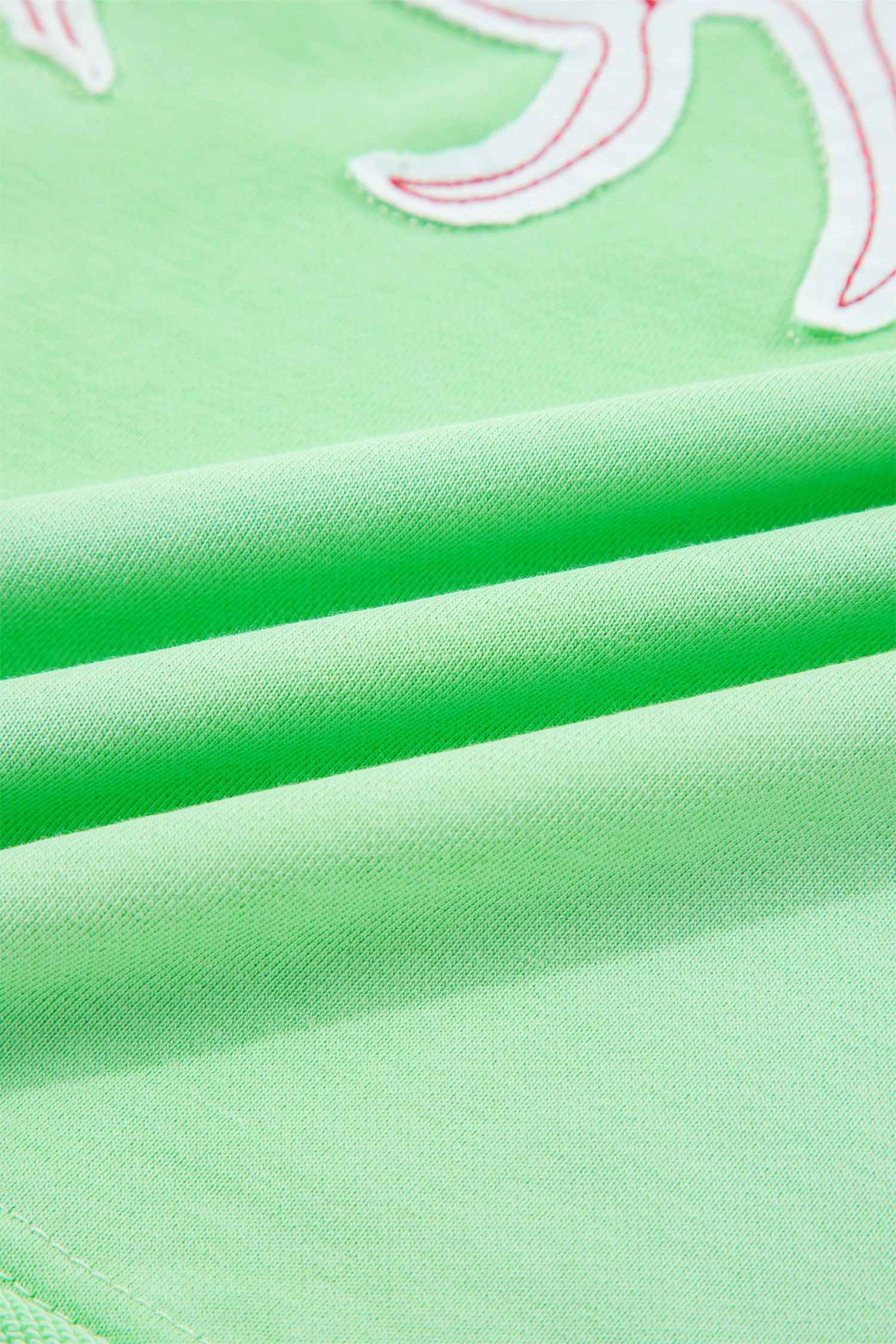 Crab Embroidered Patch Loose Round Neck Tee – Bright Green