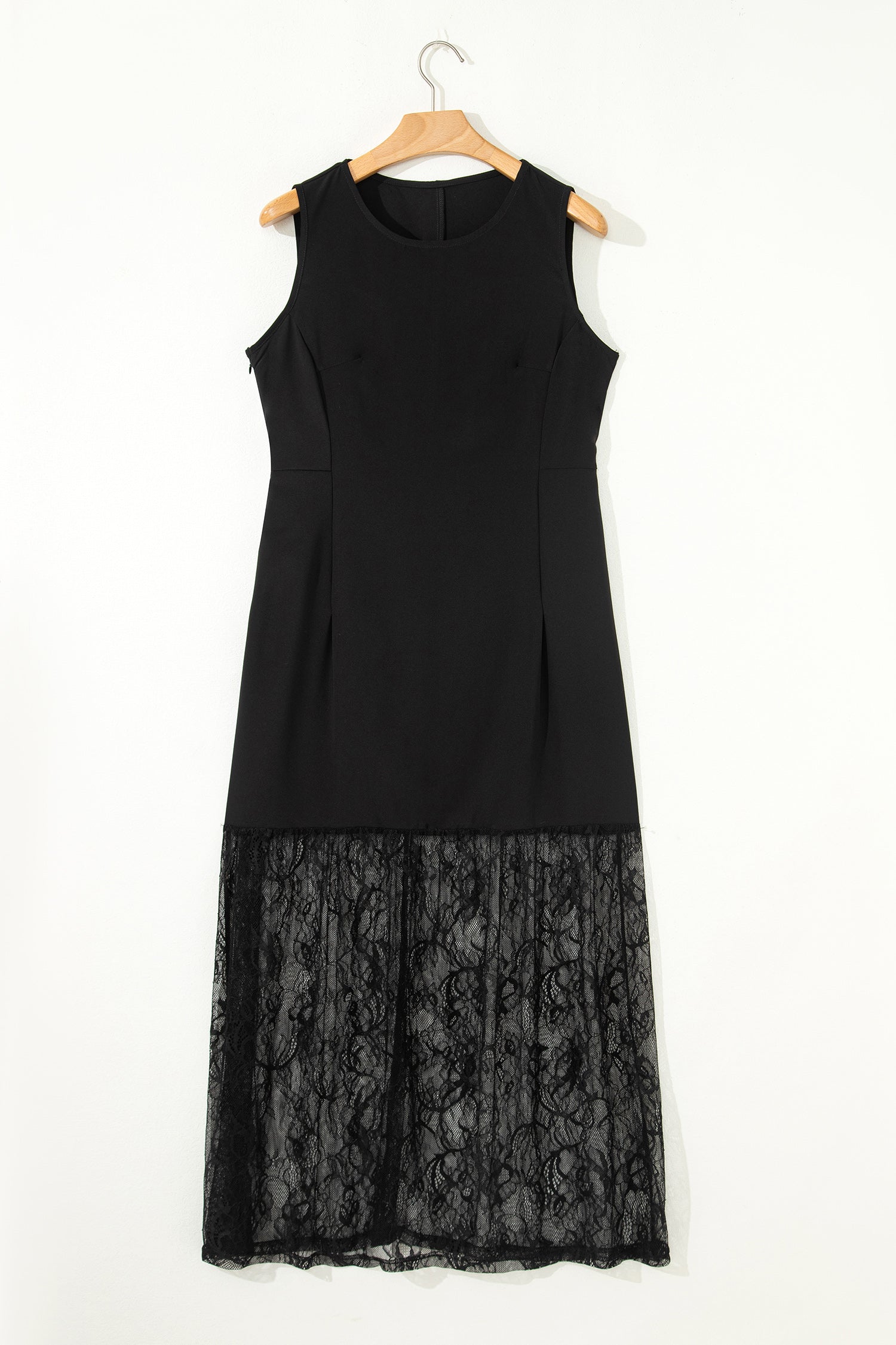 Sleeveless Sheer Floral Lace Patchwork Maxi Dress