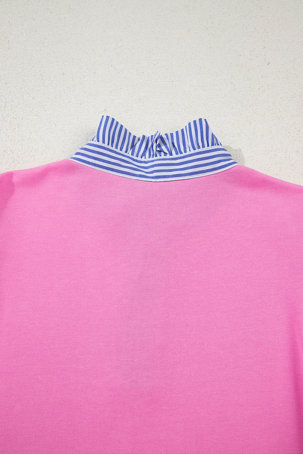 Contrast Striped Collar Patchwork Puff Sleeve Ruffle Hem Mini Dress - eAura