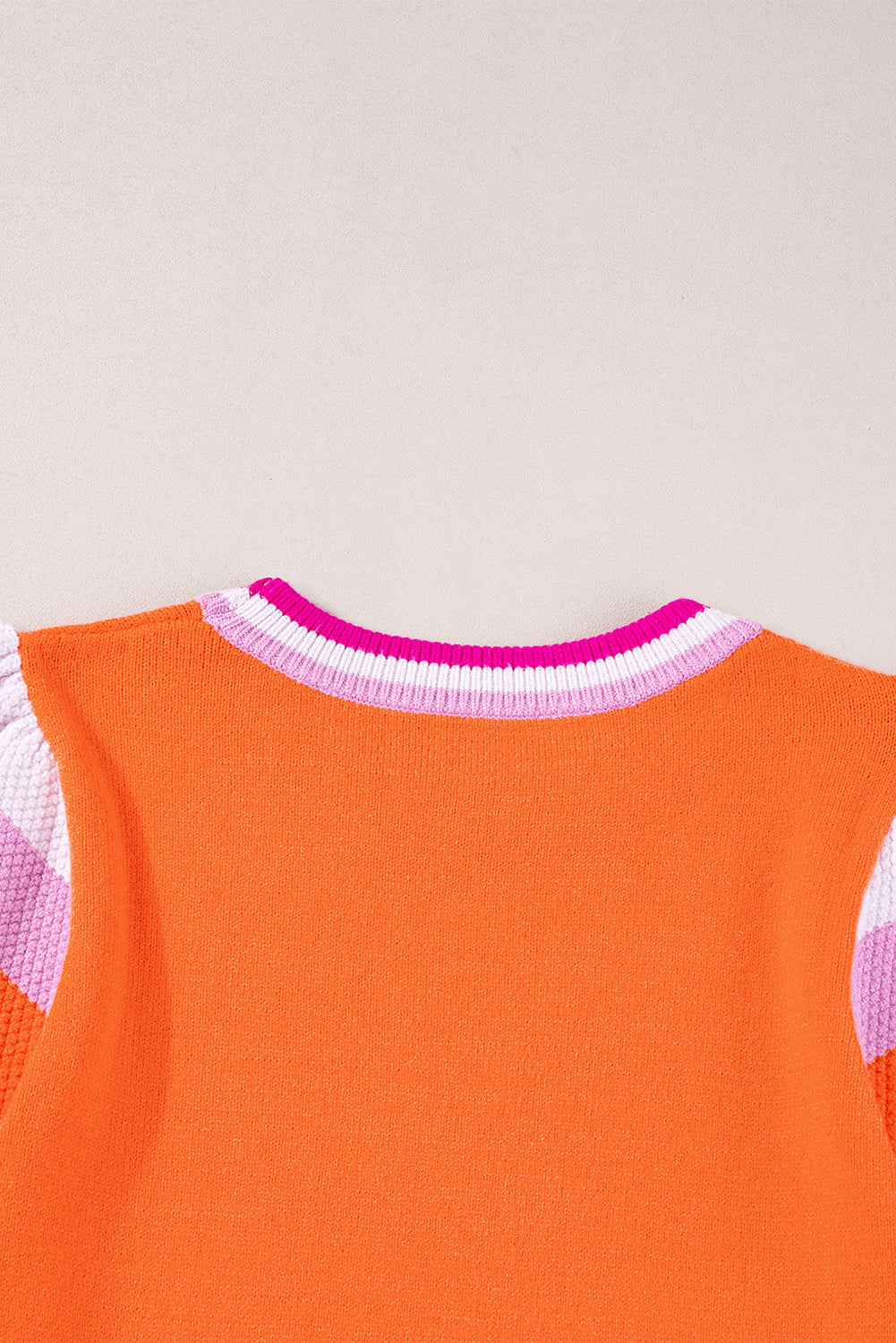 Turquoise Contrast Flutter Sleeves Knitted Sweater T Shirt eAura