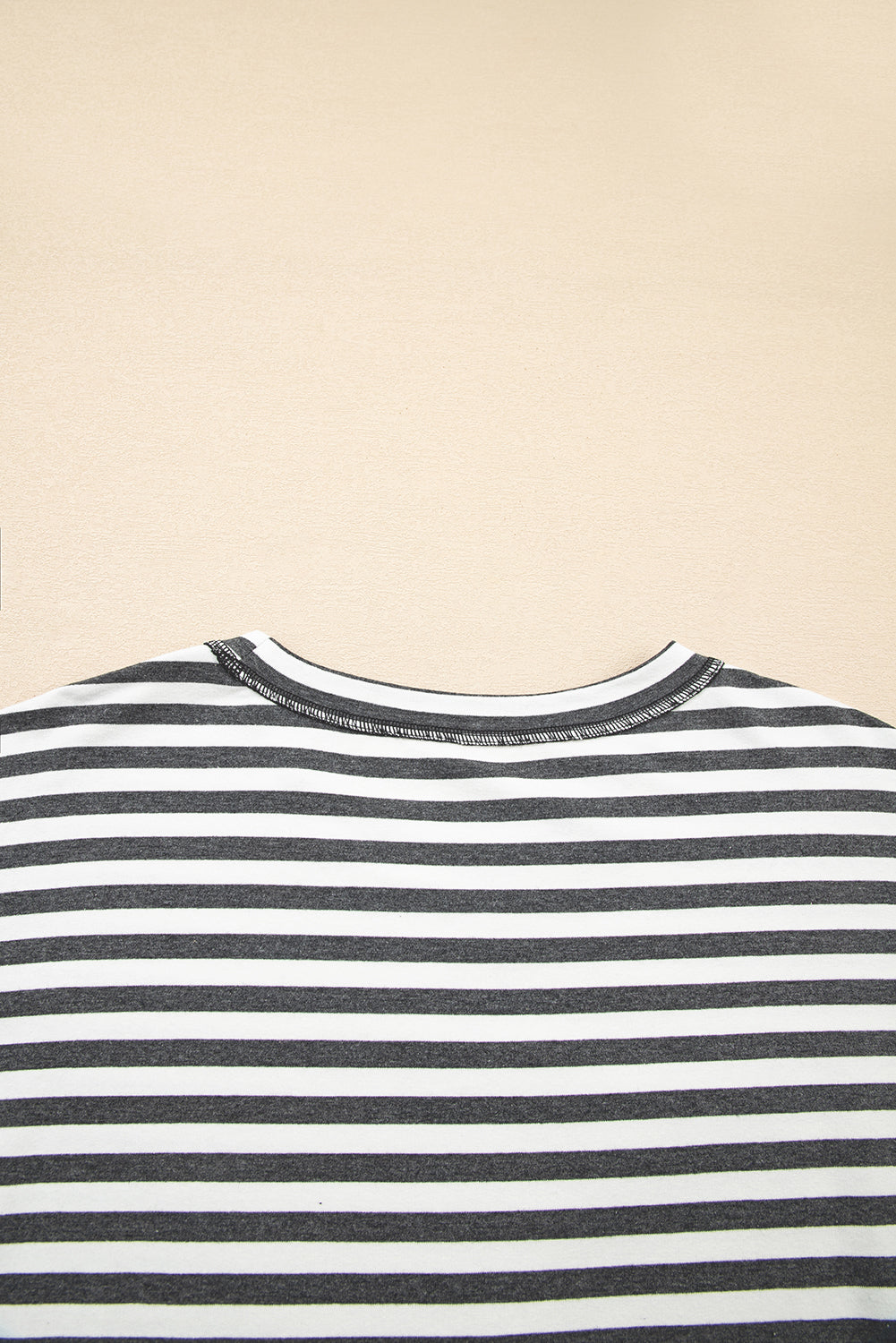 Stripe Starry Patch Drop Shoulder Raw Edge Casual Top - eAura