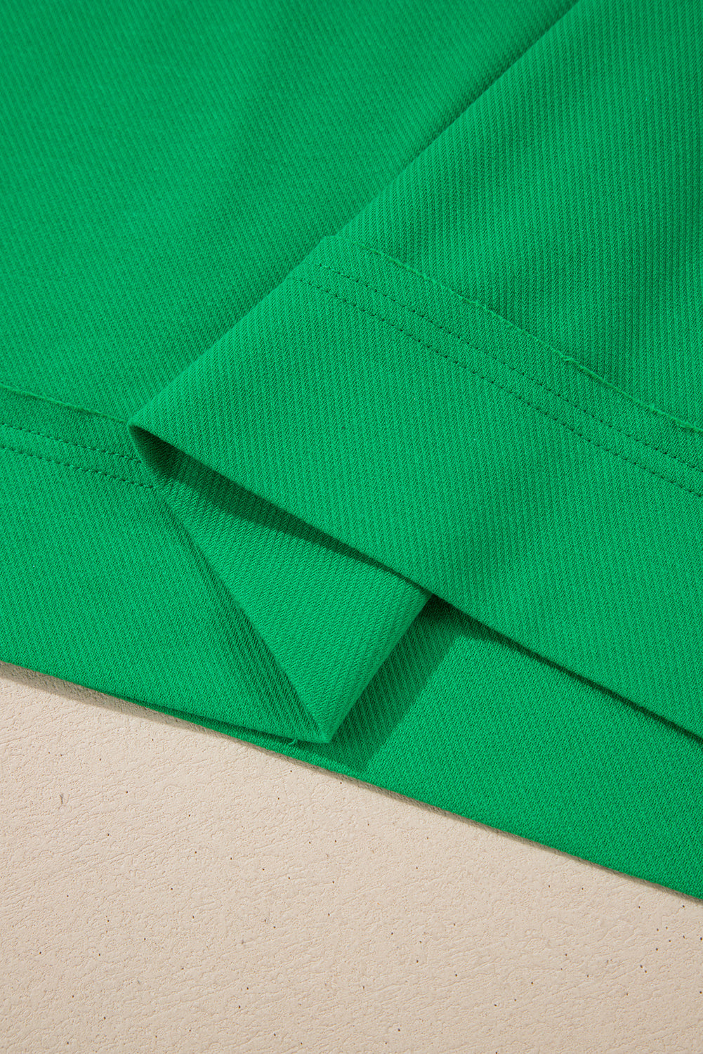 Bright Green Two Tone Contrast Textured Crewneck Tee and Shorts Set eAura