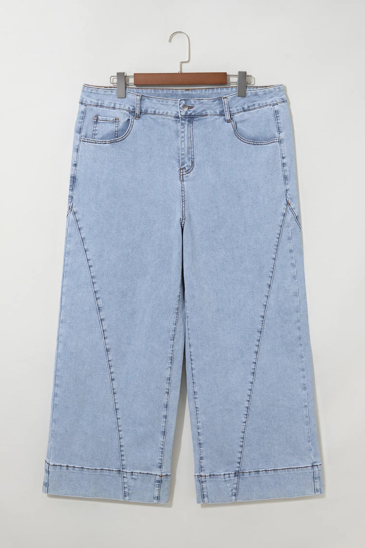 Beau Solid Paneling Loose Fit Plus Size Jeans – Blue