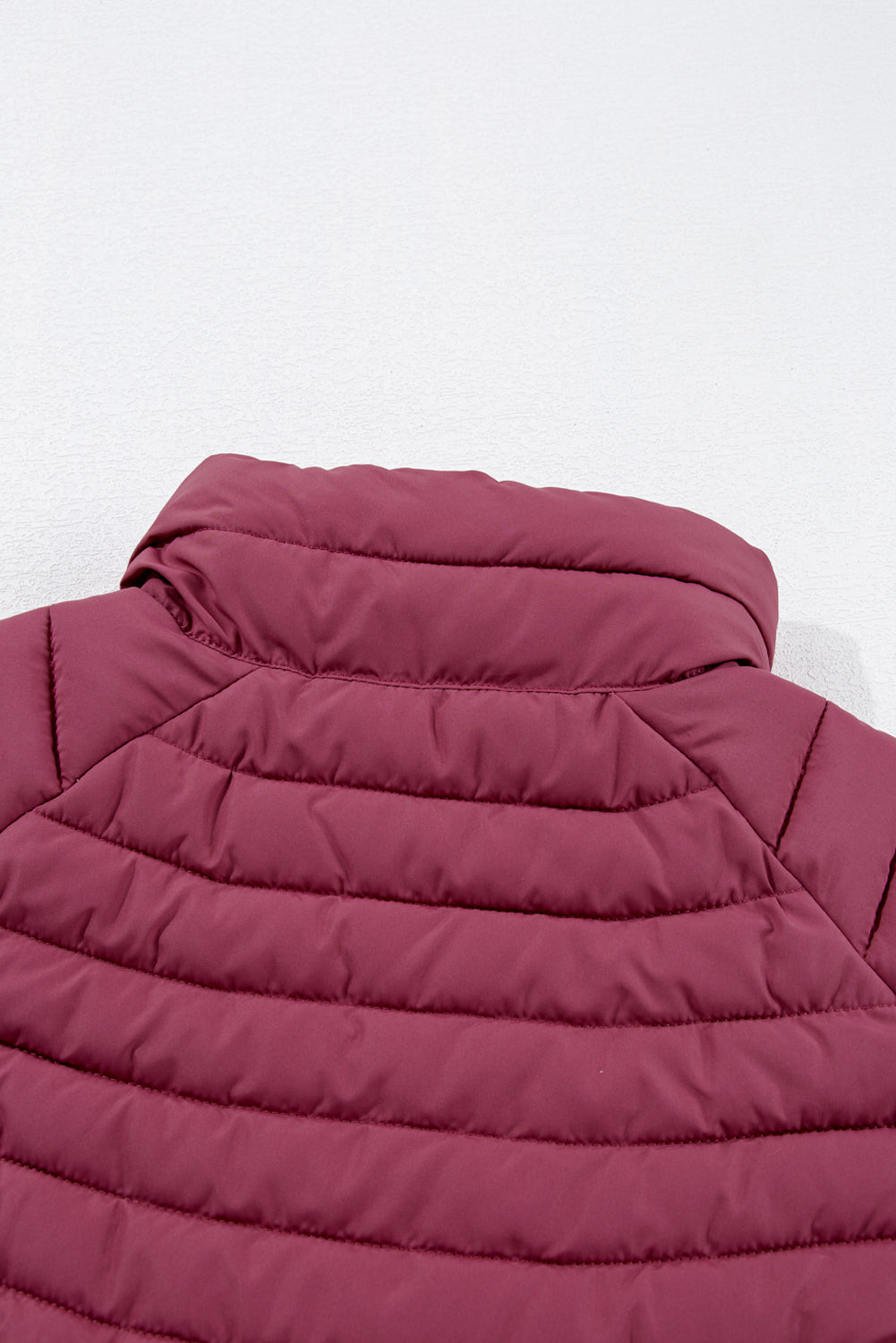 Burgundy Plush Collared Quilted Zipped Puffer Gilet Beagle Boutique Fashion Outlet