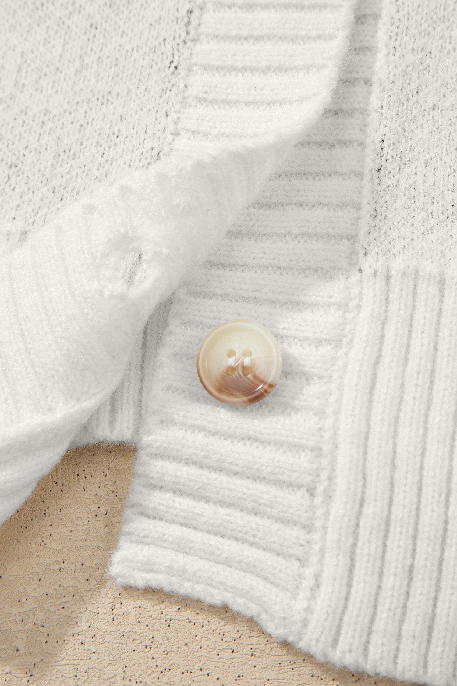 Polka Dot Button Front Oversized V Neck Cardigan – Beige
