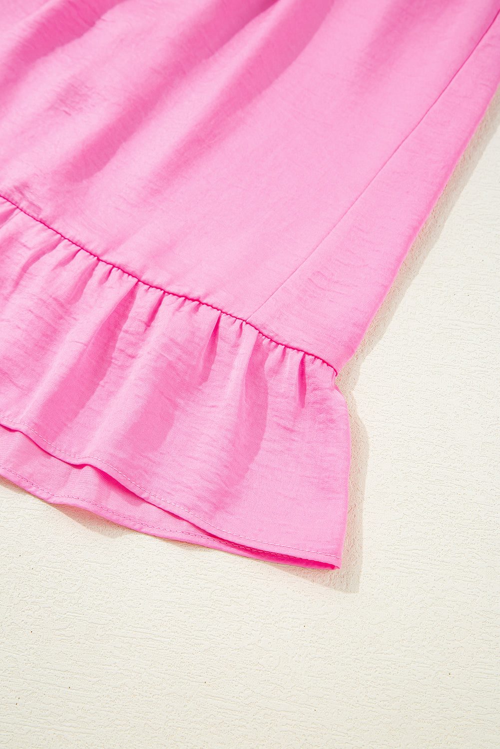 Pink Smocked Neck Knot Back Frilly Tiered Sleeveless Mini Dress BB Fashion Outlet