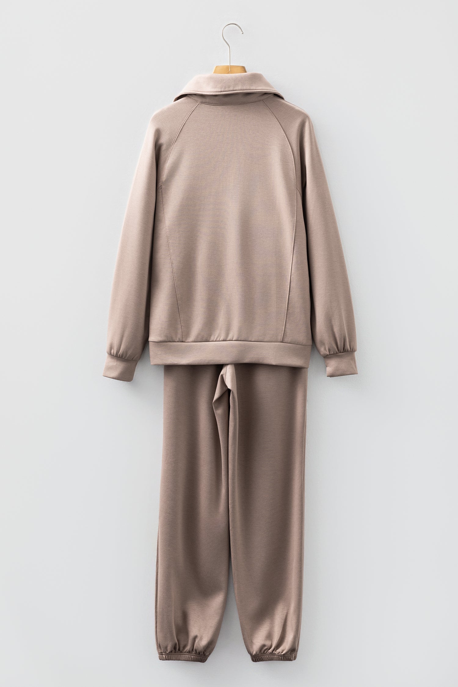 Zip Collar Long Sleeve Top and Drawstring Trousers Co-ord Set - eAura