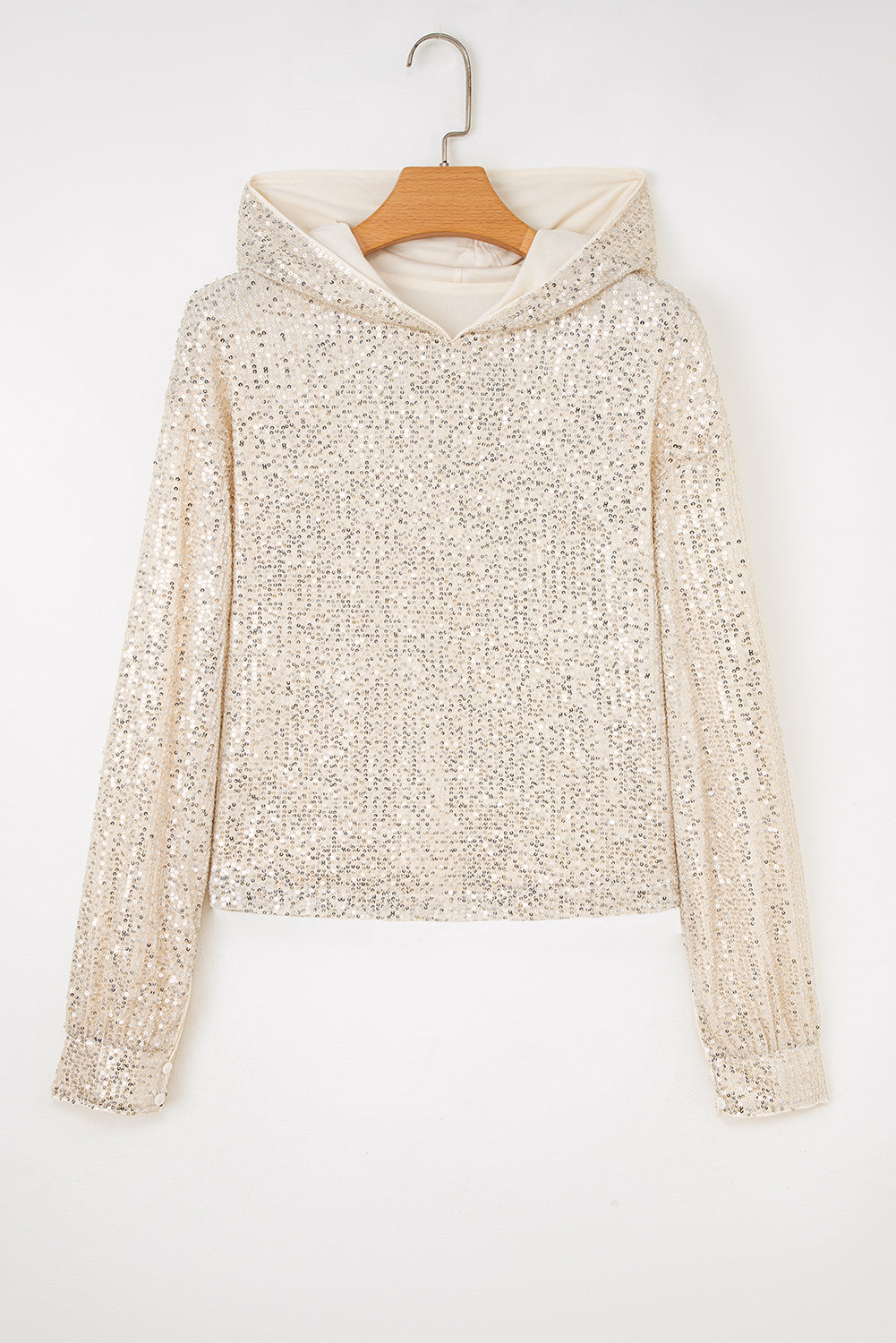 Sequin Hooded Long Sleeve Hoodie - Occasionwear/party tops