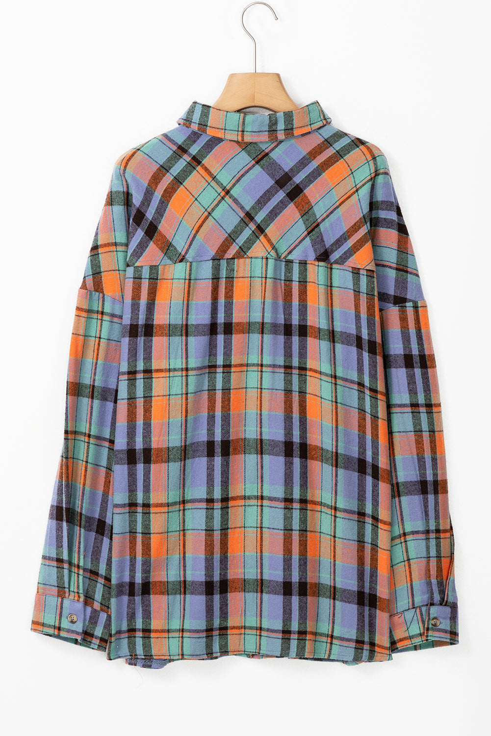 Orange Plus Size Plaid Print Buttoned Shirt Beagle Boutique Fashion Outlet