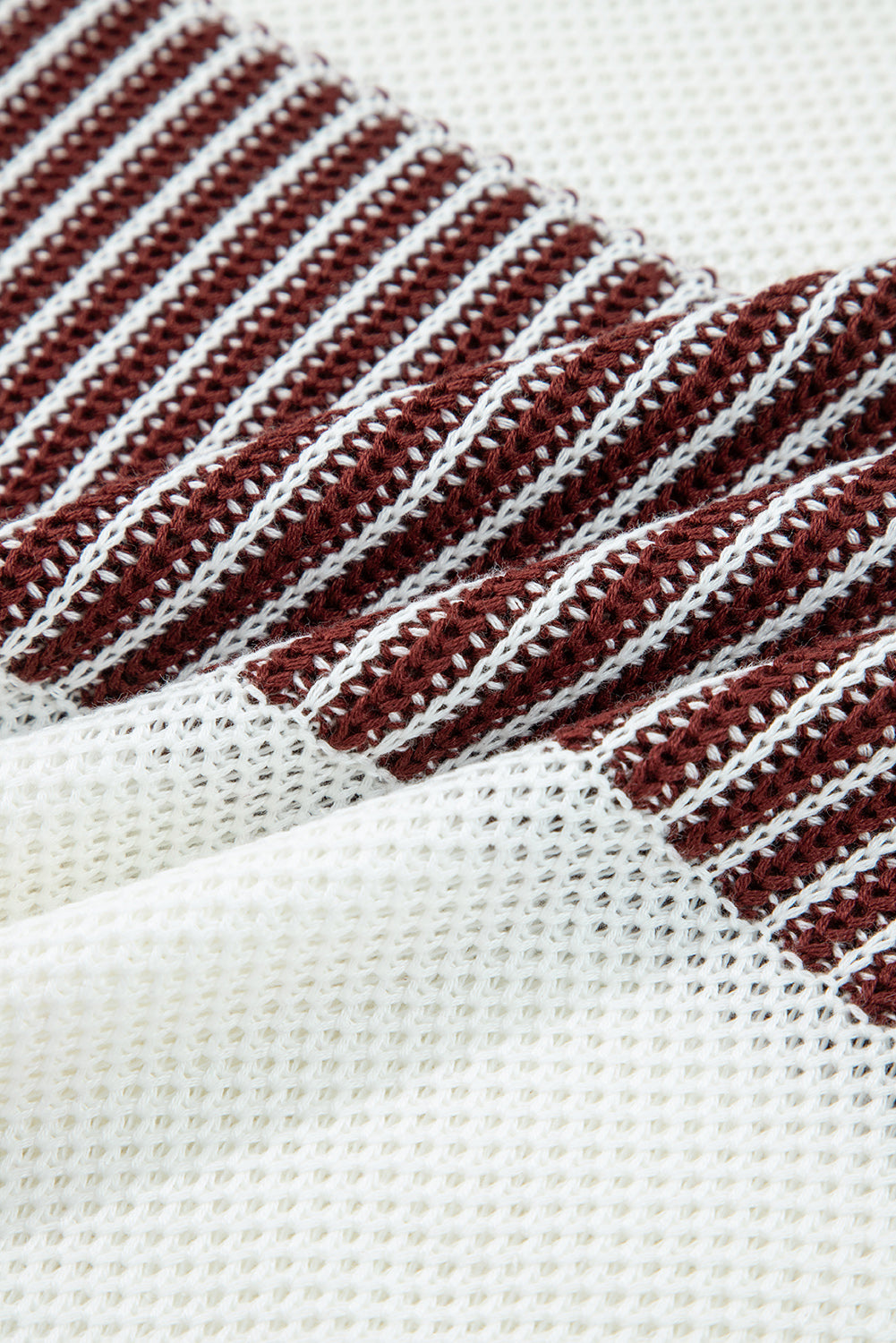 Two Tone Striped Patchwork Drop Shoulder Oversized Sweater - eAura