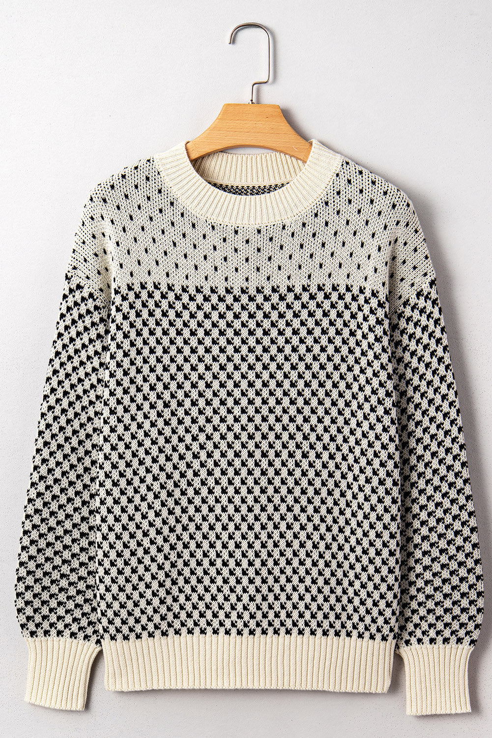 Contrast Colour Pattern Lantern Sleeve Sweater eAura